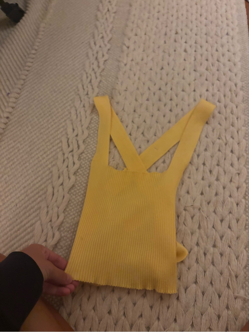 Love Tree Yellow Ribbed V-Back Tank